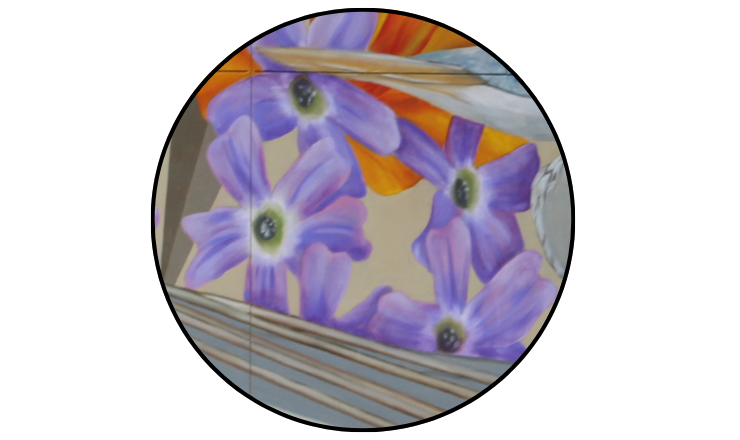 Close-up photo of Cedros island Verbena flowers on the Prueter Library Mural