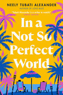 Two people on a beach with an umbrella and palm trees against a yellow background 