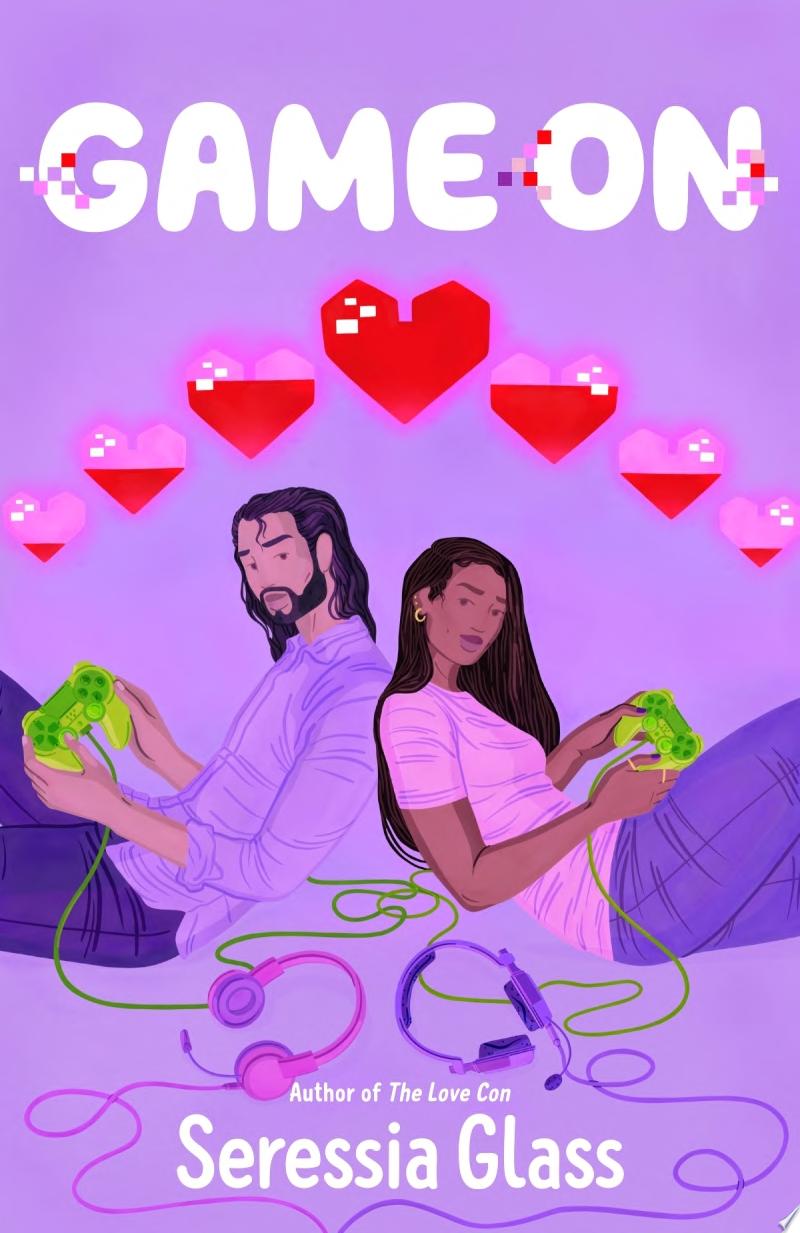 Two people, back to back, with laptops while above them hearts float