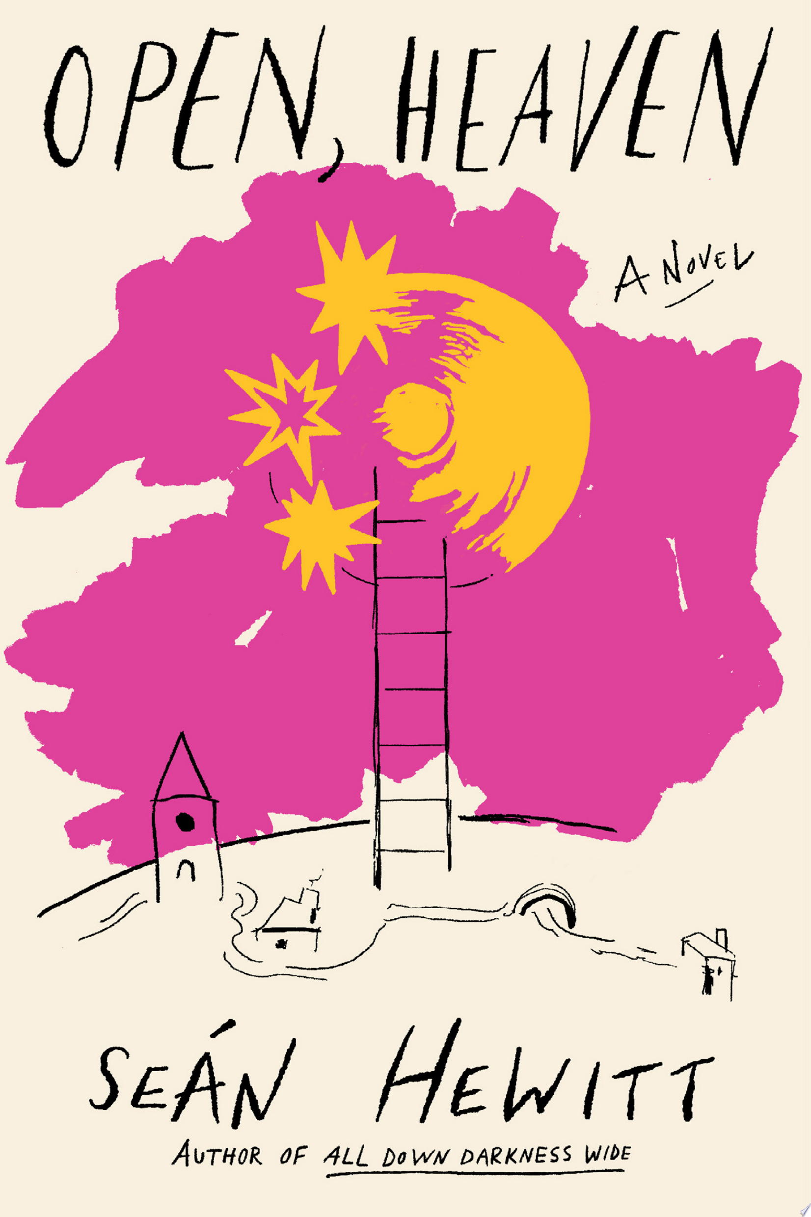 Image for "Open, Heaven" A ladder against a pink background with yellow stars