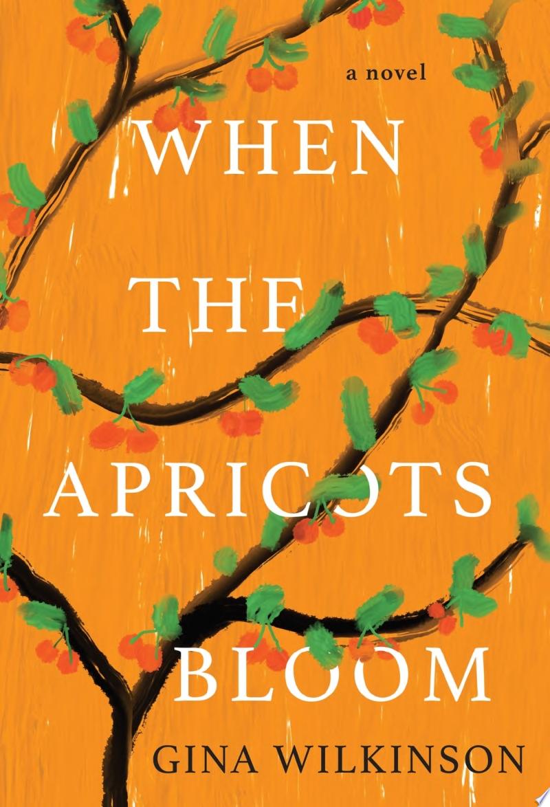 Image for "When the Apricots Bloom" Tree limbs with blooms against an apricot orange background 