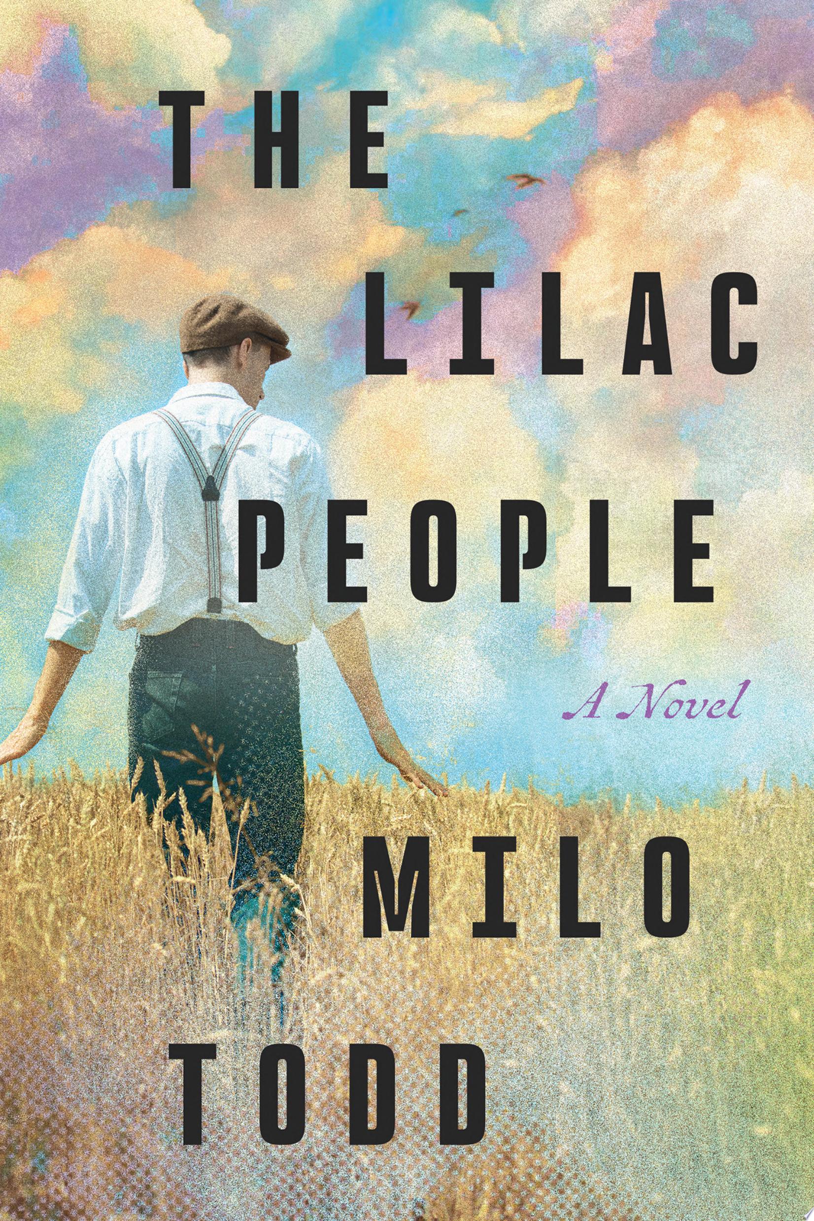 Image for "The Lilac People" a person walking at sunset in what looks like a wheat field