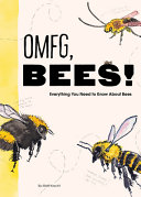 Image for "Omfg, Bees!" Three bees on yellow and  beige background 