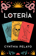 Loteria cards in blue, yellow and red against a black background 