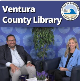 Screenshot of VCL Director Schram and VCOE Superintendent Morales filming the VCOE podcast Ventura County Library episode.