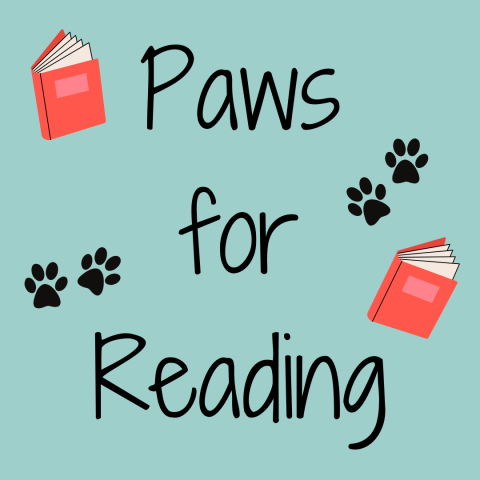 paw prints and books with event name