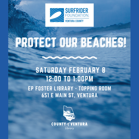 PROTECT OUR BEACHES is the text. Blue ocean background.