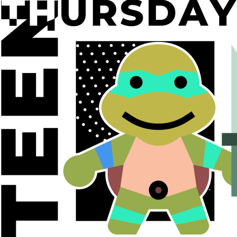 Teen Thursday. Illustrated turtle wearing fighting costume.