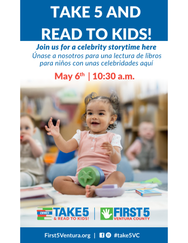 Graphic shows young children enjoying storytime
