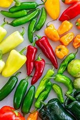 Red, yellow, and green peppers.