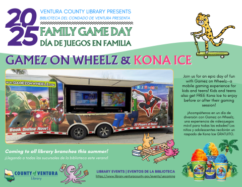 Gamez on Wheelz gaming truck and kona ice event at the library