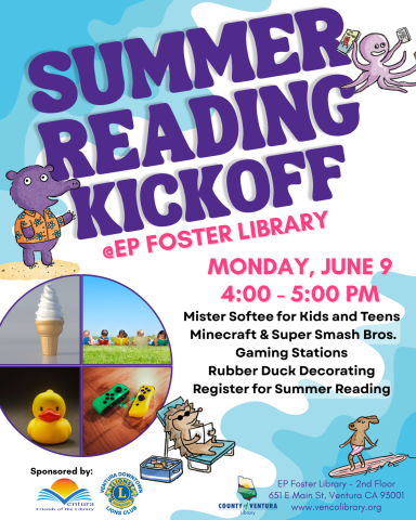 Ice cream, rubber duck, kids reading, nintendo switch - Foster Summer Reading Kick Off event
