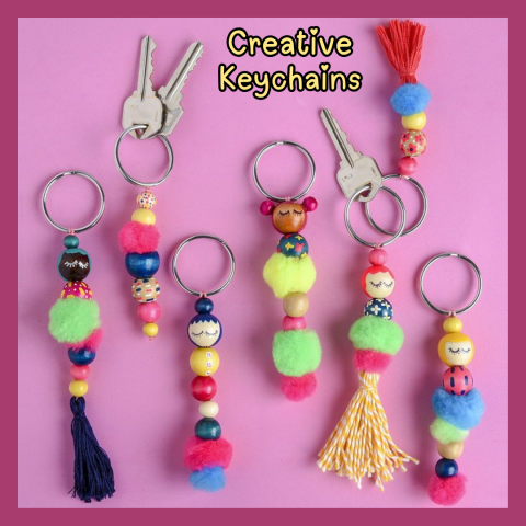 Image of dangling beaded keychains - Creative Keychains
