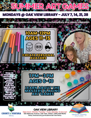 Information about Oak View Library Art Games Workshop for Teens