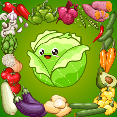 cabbage surrounded by a variety of vegetables