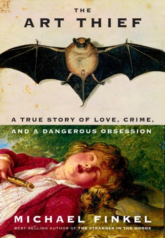the cover of the book The Art Thief, featuring two paintings and the title of the book