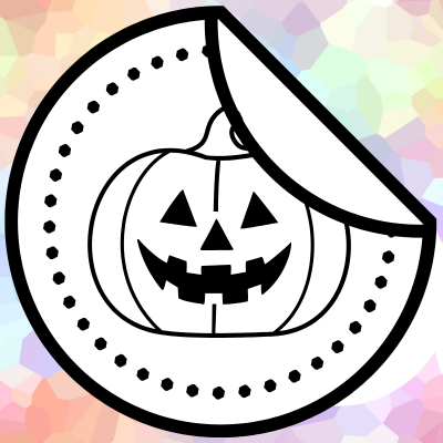 A sticker outline with a jack o lantern as the design