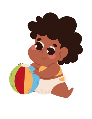 a baby plays with a ball