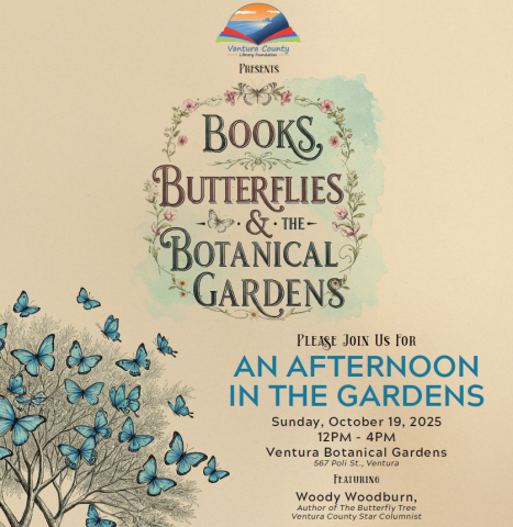 Information for Ventura County Library Foundation fundraiser event on October 19, 2025 at the Ventura Botanical Gardens 