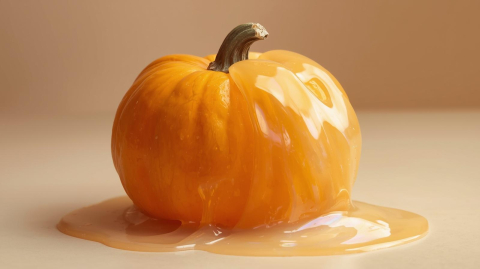 a pumpkin melting into children's play slime