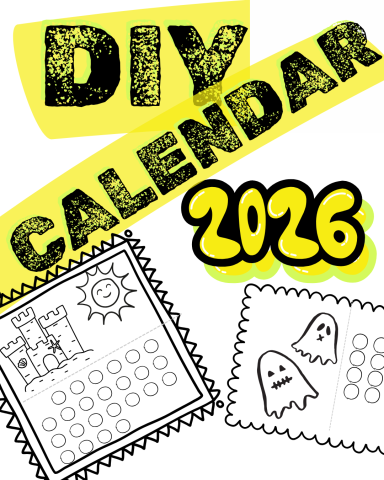 Cute calendar themed doodles on lined paper. DIY calendar 2026.