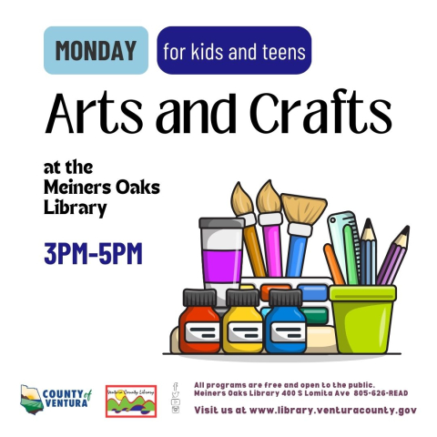 Arts and Crafts at the Meiners Oaks Library.  Colorful art supplies.
