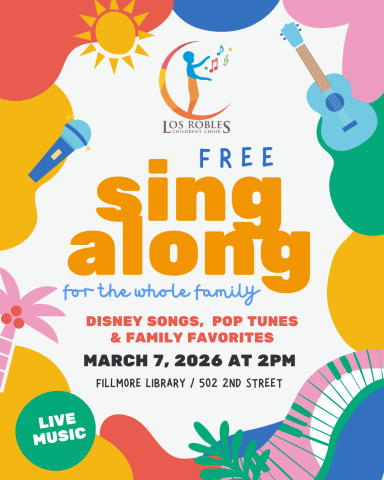 Colorful instuments surrounding Child on a moon holding music notes