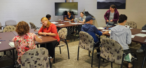 small groups of people learning English at Ray D. Prueter Library - Call (805) 677-7160 for more information