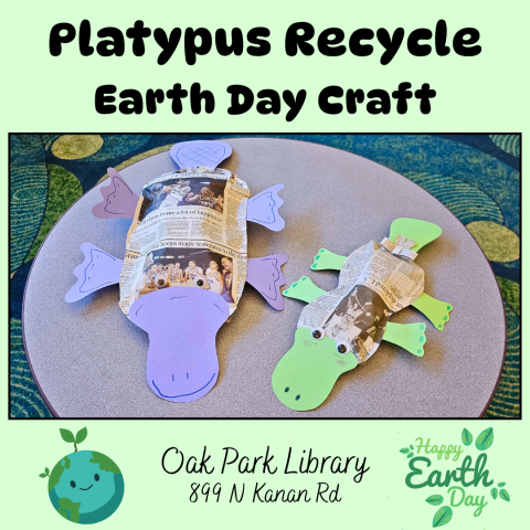 Photo of 2 paper Platypus examples of the craft - Platypus Recycle Earth Day Craft 