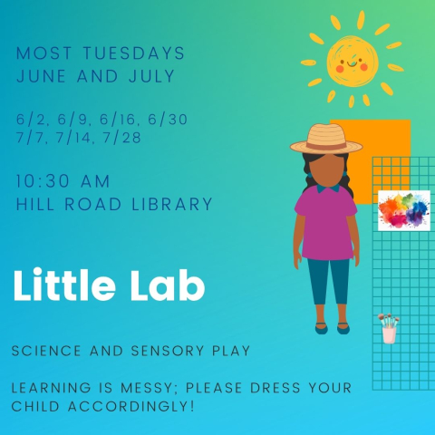 Little Lab - event title text with image of young child