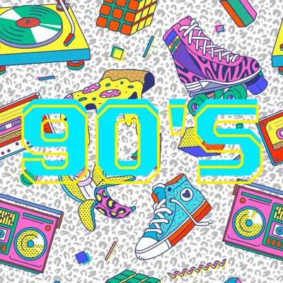 shoes and music boxes in the style of the 90's