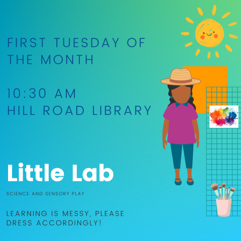 Little Lab - event title text with image of young child