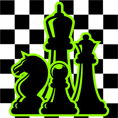 Chess pieces with a checkerboard background