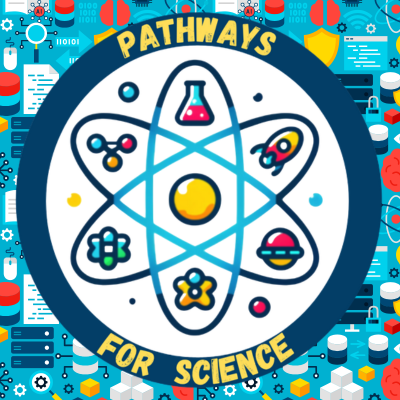 Logo for Pathways for Science with science instruments in the background