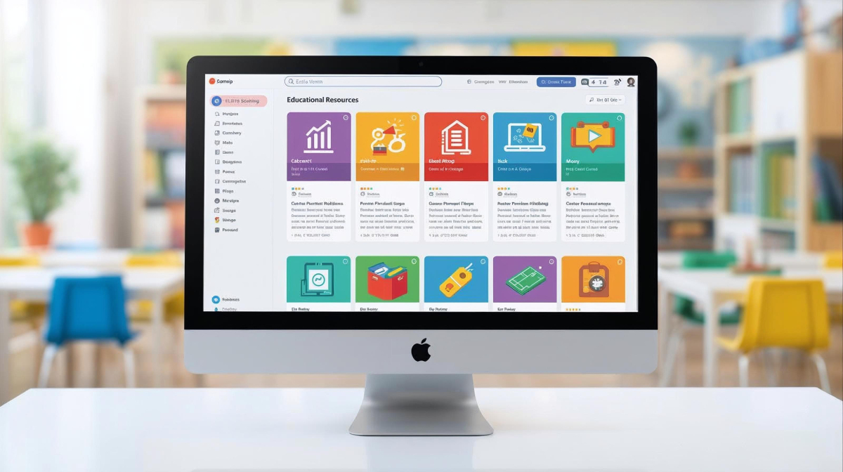 computer with online resources for children on the screen