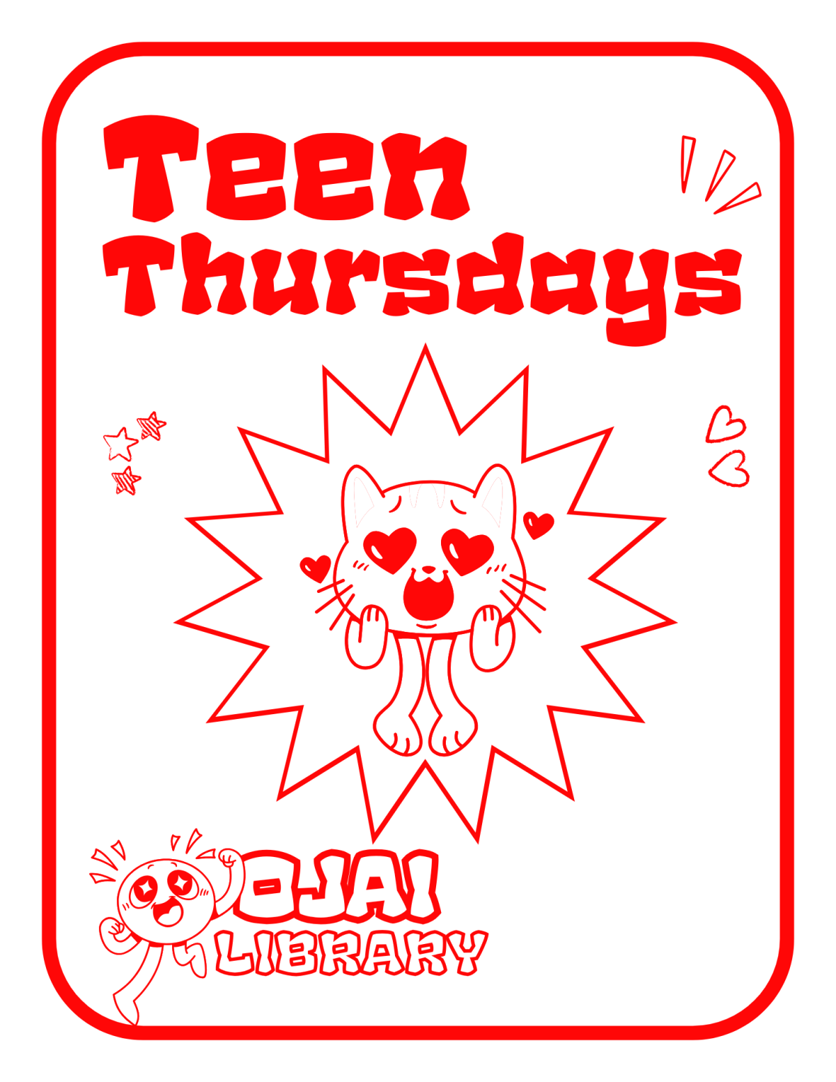 Teen Thursdays Ojai Library with cute smiling doodles