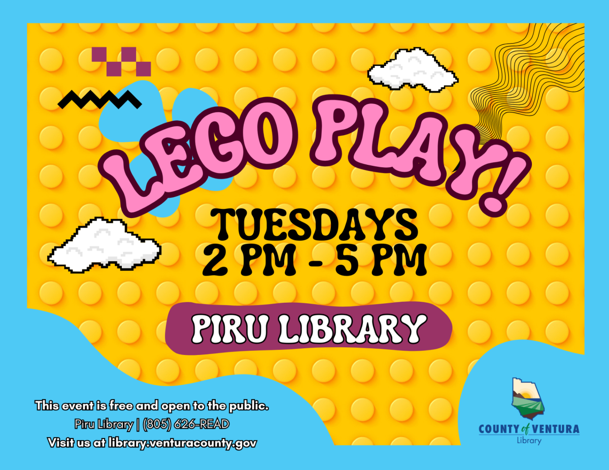 Lego background and pixelated clouds with Lego Play event info