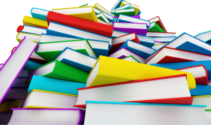 Stack of bright covered books