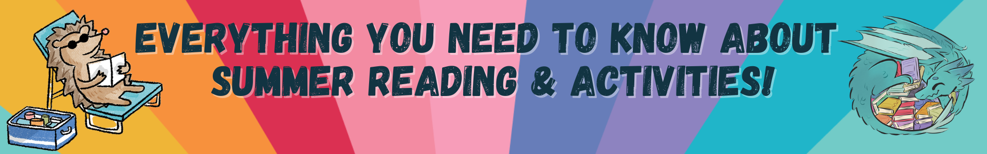 Multicolored banner linking to summer reading programs and activities.