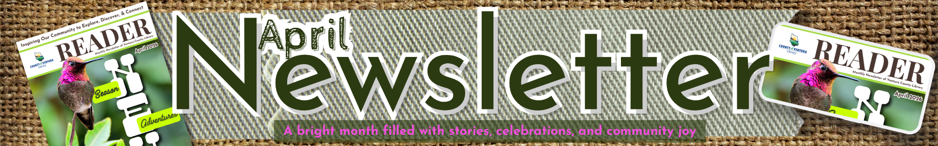 Web slide promoting the April 2026 Newsletter with images from the publication's cover